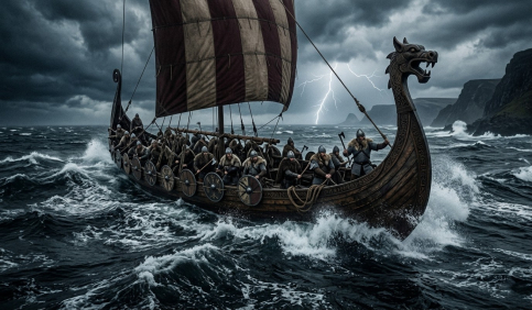 longship ocean journey vikings