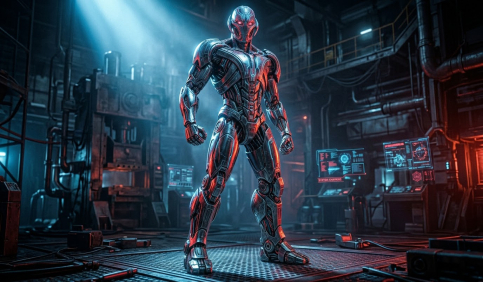 metallic robotic form ultron