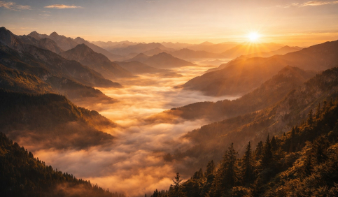 mountain landscape sunrise hd