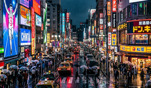neon night streets tokyo