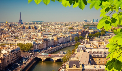paris cityscape sunset