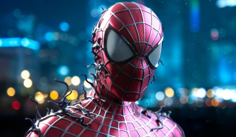 peter parker mask on
