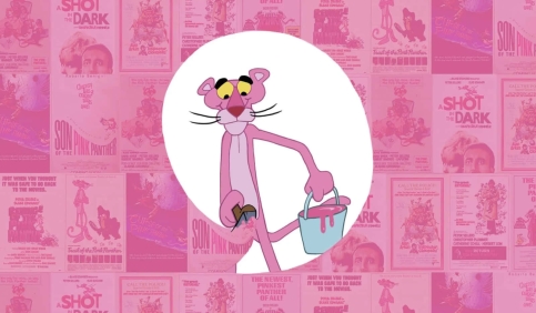 pink panther walking paint bucket