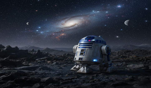 r2 d2 alien planet night galaxy
