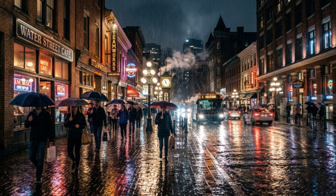 rainy city streets vancouver