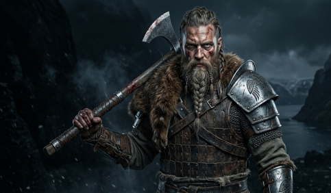 rugged heroic portrait vikings