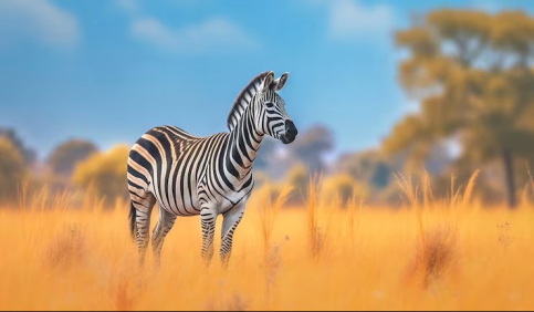 single zebra standing savanna grassland african wildlife photography