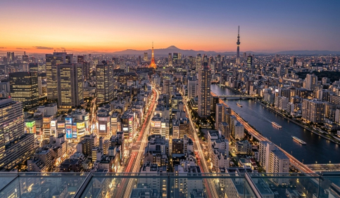 skyline sunset view tokyo