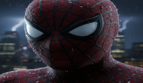 spiderman mask closeup dramatic look