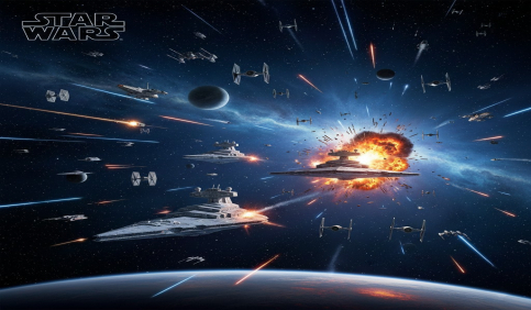 star wars movie galactic battle scene