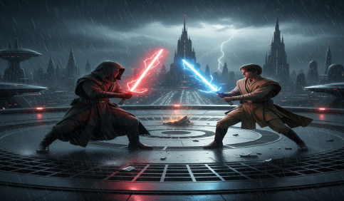 star wars movie lightsaber duel scene