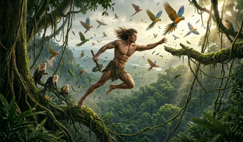 tree top action moment tarzan