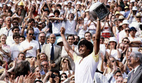yannick noah french open 1983 trophy celebration