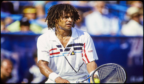 yannick noah tennis match vintage action portrait