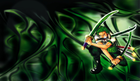 zoro one piece three sword style green anime wallpaper