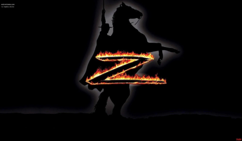 zorro flaming z swordmark silhouette dark background